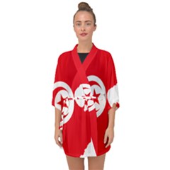 Tunisia Flag Map Geography Outline Half Sleeve Chiffon Kimono by Sapixe