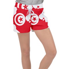 Tunisia Flag Map Geography Outline Women s Velour Lounge Shorts by Sapixe