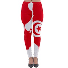 Tunisia Flag Map Geography Outline Lightweight Velour Leggings by Sapixe