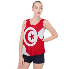 Tunisia Flag Map Geography Outline Bubble Hem Chiffon Tank Top by Sapixe