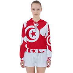Tunisia Flag Map Geography Outline Women s Tie Up Sweat