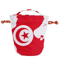 Tunisia Flag Map Geography Outline Drawstring Bucket Bag