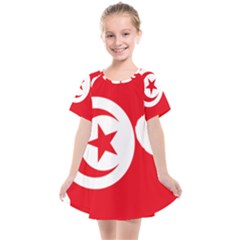 Tunisia Flag Map Geography Outline Kids  Smock Dress by Sapixe