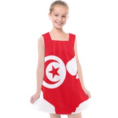 Tunisia Flag Map Geography Outline Kids  Cross Back Dress by Sapixe