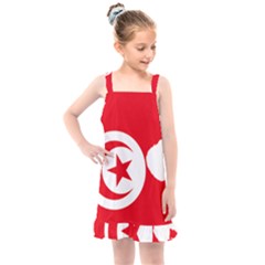 Tunisia Flag Map Geography Outline Kids  Overall Dress by Sapixe