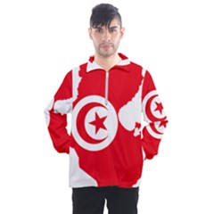 Tunisia Flag Map Geography Outline Men s Half Zip Pullover by Sapixe