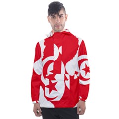 Tunisia Flag Map Geography Outline Men s Front Pocket Pullover Windbreaker