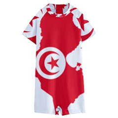 Tunisia Flag Map Geography Outline Kids  Boyleg Half Suit Swimwear by Sapixe