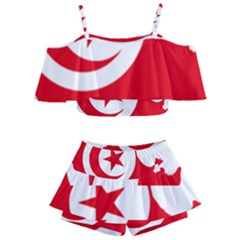 Tunisia Flag Map Geography Outline Kids  Off Shoulder Skirt Bikini by Sapixe