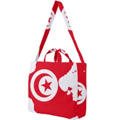 Tunisia Flag Map Geography Outline Square Shoulder Tote Bag