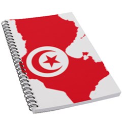 Tunisia Flag Map Geography Outline 5.5  x 8.5  Notebook