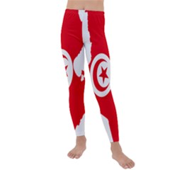 Tunisia Flag Map Geography Outline Kids  Lightweight Velour Leggings by Sapixe
