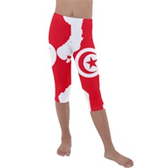 Tunisia Flag Map Geography Outline Kids  Lightweight Velour Capri Leggings  by Sapixe