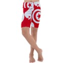 Tunisia Flag Map Geography Outline Kids  Lightweight Velour Cropped Yoga Leggings View1