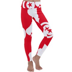 Tunisia Flag Map Geography Outline Kids  Lightweight Velour Classic Yoga Leggings by Sapixe