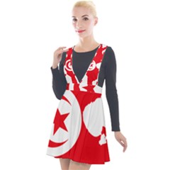 Tunisia Flag Map Geography Outline Plunge Pinafore Velour Dress
