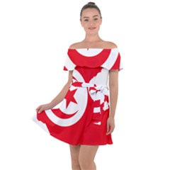 Tunisia Flag Map Geography Outline Off Shoulder Velour Dress