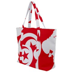 Tunisia Flag Map Geography Outline Zip Up Canvas Bag by Sapixe