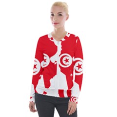 Tunisia Flag Map Geography Outline Velour Zip Up Jacket