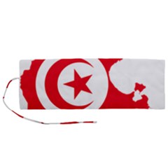 Tunisia Flag Map Geography Outline Roll Up Canvas Pencil Holder (M)