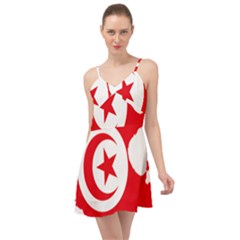 Tunisia Flag Map Geography Outline Summer Time Chiffon Dress