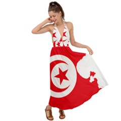 Tunisia Flag Map Geography Outline Backless Maxi Beach Dress