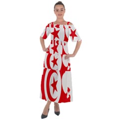 Tunisia Flag Map Geography Outline Shoulder Straps Boho Maxi Dress 
