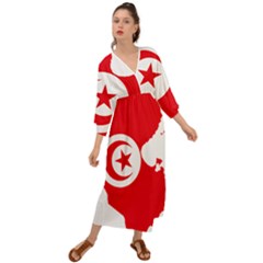 Tunisia Flag Map Geography Outline Grecian Style  Maxi Dress