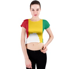 Guinea Flag Map Geography Outline Crew Neck Crop Top by Sapixe