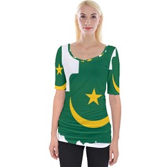 Mauritania Flag Map Geography Wide Neckline Tee