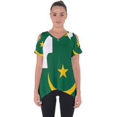 Mauritania Flag Map Geography Cut Out Side Drop Tee by Sapixe