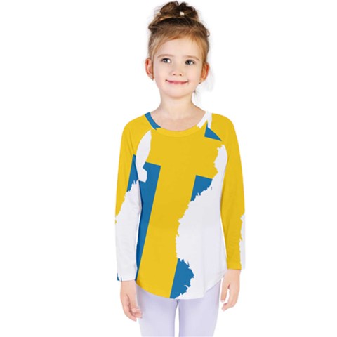 Sweden Country Europe Flag Borders Kids  Long Sleeve Tee by Sapixe