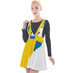 Sweden Country Europe Flag Borders Plunge Pinafore Velour Dress by Sapixe