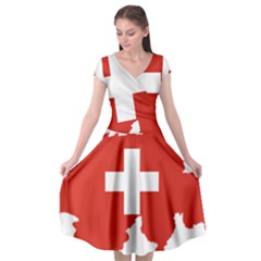 Switzerland Country Europe Flag Cap Sleeve Wrap Front Dress