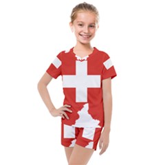 Switzerland Country Europe Flag Kids  Mesh Tee And Shorts Set