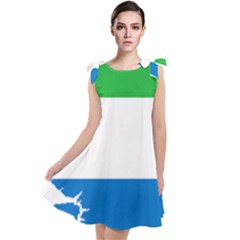 Sierra Leone Flag Map Geography Tie Up Tunic Dress by Sapixe