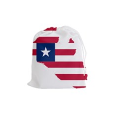 Liberia Flag Map Geography Outline Drawstring Pouch (medium) by Sapixe