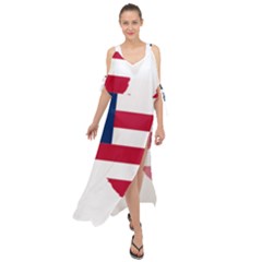Liberia Flag Map Geography Outline Maxi Chiffon Cover Up Dress