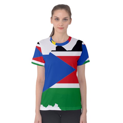 South Sudan Flag Map Geography Women s Cotton Tee by Sapixe