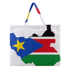 South Sudan Flag Map Geography Zipper Large Tote Bag by Sapixe