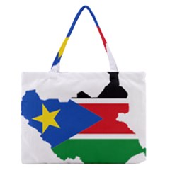 South Sudan Flag Map Geography Zipper Medium Tote Bag by Sapixe