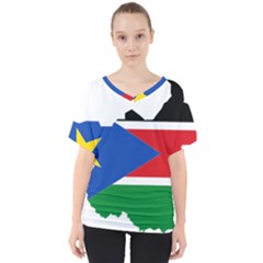 South Sudan Flag Map Geography V-neck Dolman Drape Top