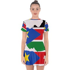 South Sudan Flag Map Geography Drop Hem Mini Chiffon Dress