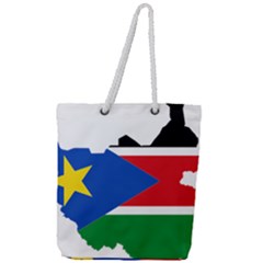 South Sudan Flag Map Geography Full Print Rope Handle Tote (large) by Sapixe