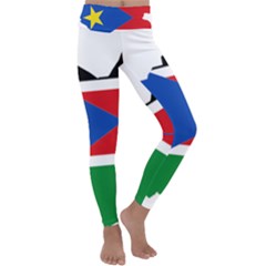 South Sudan Flag Map Geography Kids  Lightweight Velour Classic Yoga Leggings by Sapixe