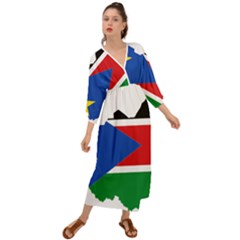 South Sudan Flag Map Geography Grecian Style  Maxi Dress by Sapixe