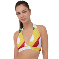 Congo Flag Map Geography Outline Halter Plunge Bikini Top