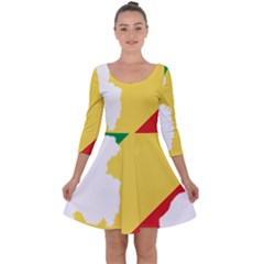 Congo Flag Map Geography Outline Quarter Sleeve Skater Dress