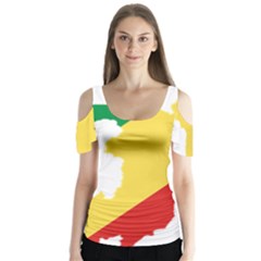 Congo Flag Map Geography Outline Butterfly Sleeve Cutout Tee 