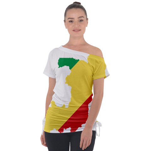 Congo Flag Map Geography Outline Tie-up Tee by Sapixe